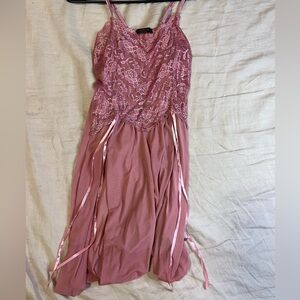 Pink sheer lace nightdress
